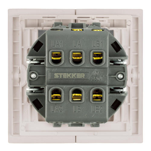 Переключатель 2-клавишный (механизм) Stekker Мия 250В 10А RSW10-3107-08 пудровый жемчуг 50478