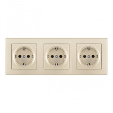 Розетка тройная (трехпостовая) с/з и шторками Arte Milano SET06-3-40-1x3 shampan