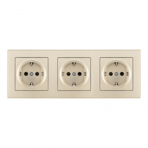 Розетка тройная (трехпостовая) с/з и шторками Arte Milano SET06-3-40-1x3 shampan