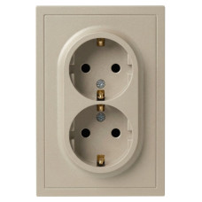 Розетка Эра Galaxy 15-2104-04 с заземлением двойная 2X2P+E Schuko 16А-250В IP20 шампань Б0070684