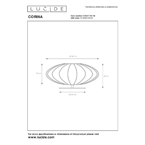 Настольная лампа Lucide Corina 03547/40/38