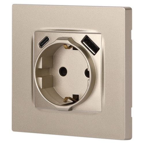 Розетка со шторками с USB type-A+C Эра 12-4108-04 Б0067727