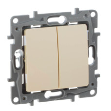 Переключатель двухклавишный Legrand Etika 10A 250V слоновая кость 672312