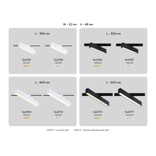 Трековый однофазный светильник Ambrella Light Track System GL6767