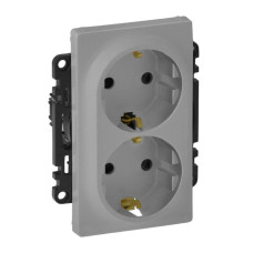 Розетка двойная Legrand Valena Life 16A 250V с/з безвинтовой зажим алюминий 753327