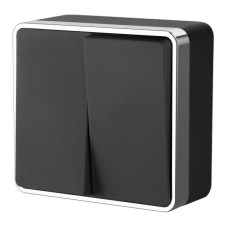 Выключатель двухклавишный Werkel Gallant черный/хром W5020035 4690389164163
