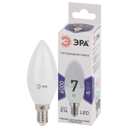 Лампа светодиодная Эра E14 7W 6000K LED B35-7W-860-E14 Б0031400
