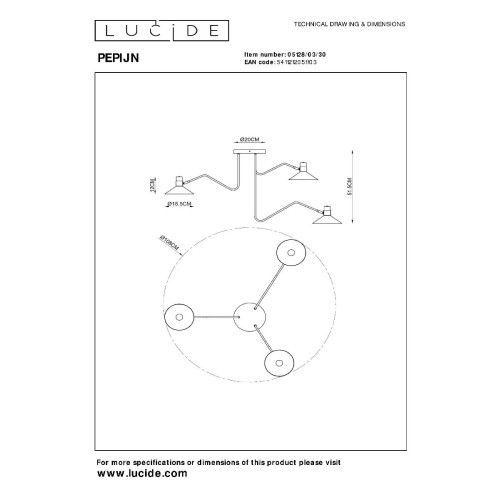 Потолочная люстра Lucide Pepijn 05128/03/30