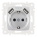 Розетка с заземлением, шторками + 2 USB Arte Milano 205.47-1.silver