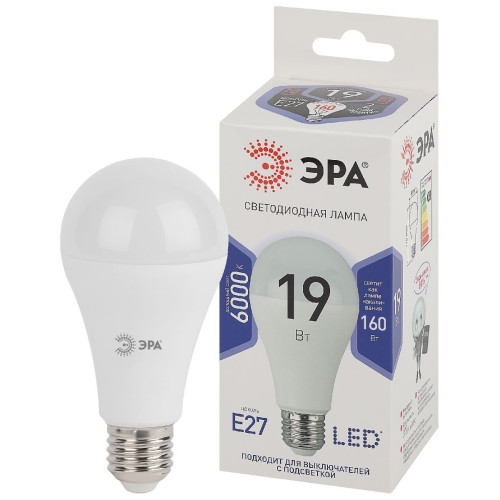 Лампа светодиодная Эра E27 19W 6000K LED A65-19W-860-E27 Б0031704