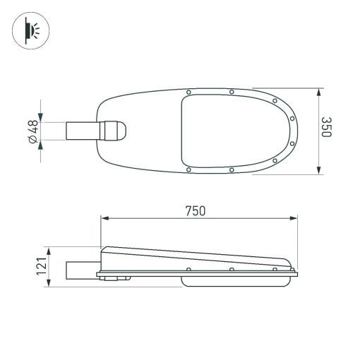 Уличный консольный светильник Arlight OXOR-ELFA-749х351-125W Day5000 052252