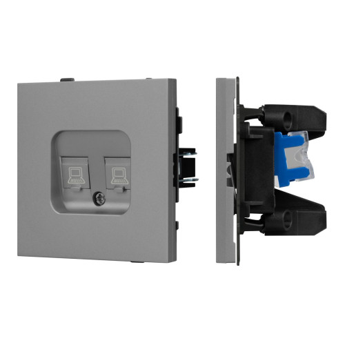 Механизм компьютерной розетки двойной Arlight SCT-TENDO-MPC2-PL-GR (RJ-45, CAT6) 054102 Механизм компьютерной розетки двойной Arlight SCT-TENDO-MPC2-PL-GR (RJ-45, CAT6) 054102