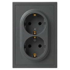 Розетка Эра Galaxy 15-2104-06 с заземлением двойная 2X2P+E Schuko 16А-250В IP20 графит Б0070687