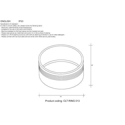 Декоративное кольцо внутреннее Crystal Lux CLT RING 013 GO