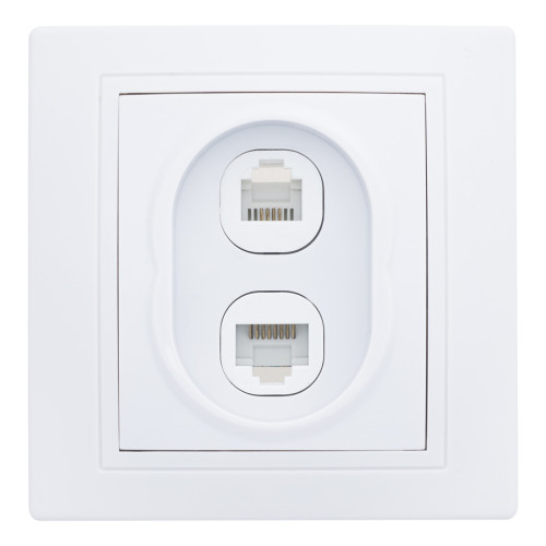 Розетка телефонная RJ11 + компьютерная RJ45 скрытой установки IP20, белая 