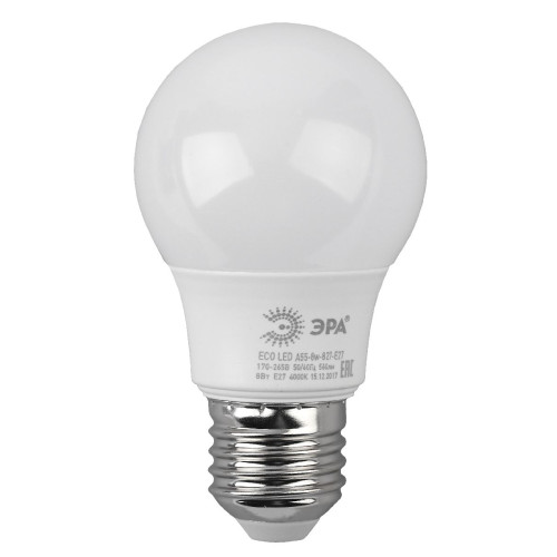 Лампа светодиодная Эра E27 8W 2700K ECO LED A55-8W-827-E27 Б0032095