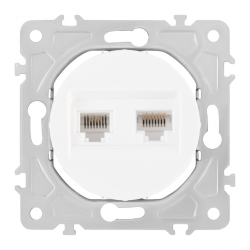 Розетка телефонная RJ11 + компьютерная RJ45 Arte Milano 202.44-1.white