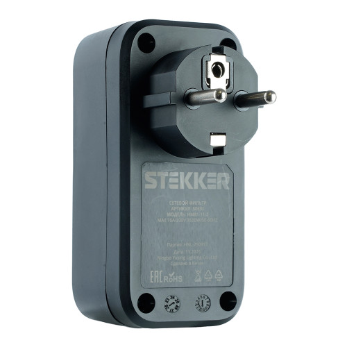 Сетевой фильтр 1-местный Stekker 220В 16А с выключателем Nova HM81-11-2 50691