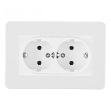 Розетка двойная с/з и шторками Arte Milano SET16-double-40-2 white
