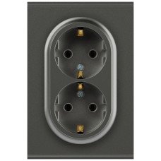 Розетка Эра Arktik 16-2105-06 двойная с заземлением 2X2P+E Schuko со шторками 16А-250В графит Б0070459
