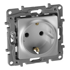 Розетка 2К+З Legrand Etika 16A 250V с/з винтовой зажим немецкий стандарт алюминий 672421