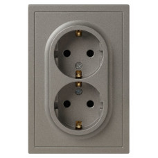 Розетка Эра Galaxy 15-2104-07 с заземлением двойная 2X2P+E Schuko 16А-250В IP20 титан Б0070689