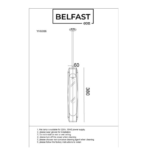 Подвесной светильник Belfast Gibson 6133-1 BR CA