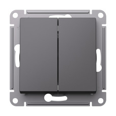 Переключатель 2-клавишный перекрестный, 2 x сх. 7, 10АХ, механизм Systeme Electric AtlasDesign Базальт ATN001473