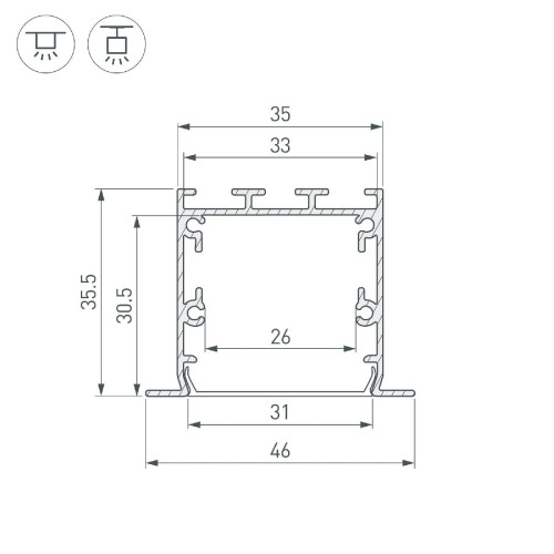 Алюминиевый профиль Arlight LINIA49-F-S-3000 ANOD 041872