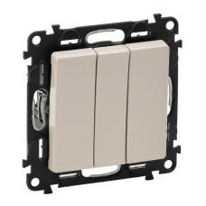 Выключатель трехклавишный Legrand Valena Life 10A 250V слоновая кость 752503