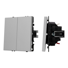 Механизм звонкового выключателя двухклавишный Arlight SWT-NOBE-MKR2-SFPL-IS (230V, 10A) (Никель) 061786