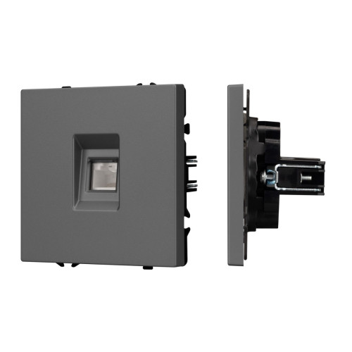 Механизм телефонной розетки Arlight SCT-NOBE-MTL1-SFPL-GR (RJ-11, 4C) (Серый базальт) 054303