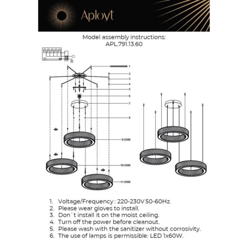 Подвесная люстра Aployt Avrora APL.791.13.60