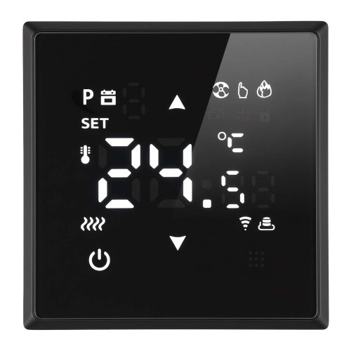 Терморегулятор Wi-Fi (механизм) Stekker Эмили RSW00-5119-05 250В 3500Вт черный уголь, soft touch 50377 Терморегулятор Wi-Fi (механизм) Stekker Эмили RSW00-5119-05 250В 3500Вт черный уголь, soft touch 50377