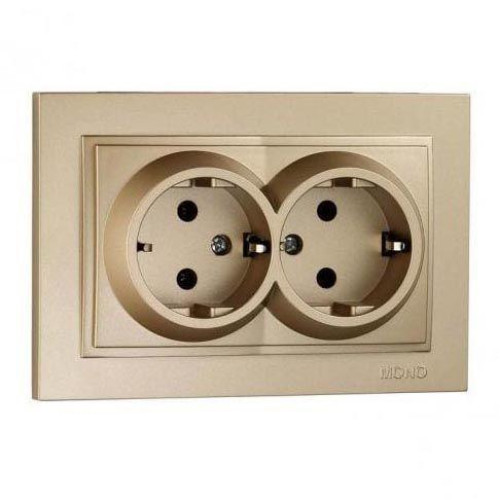 Розетка с заземлением двойная Mono Electric Despina 16А 250В титан 102-222204-120