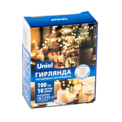 Светодиодная гирлянда Uniel Роса (UL-00007186) белый ULD-S1000-100/SCB/3AA White IP20 Dew