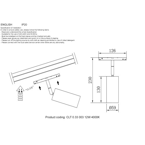 Трековый магнитный светильник Crystal Lux CLT 0.33 003 12W BS 4000K