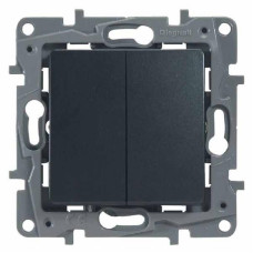 Переключатель двухклавишный Legrand Etika 10A 250V антрацит 672612