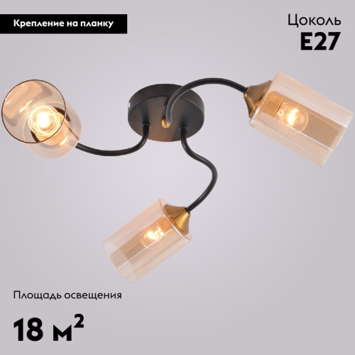 Потолочная люстра Reluce 01608-0.3-03 BK+BRASS