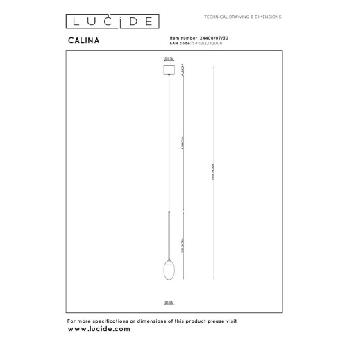 Подвесной светильник Lucide Calina 24406/07/30