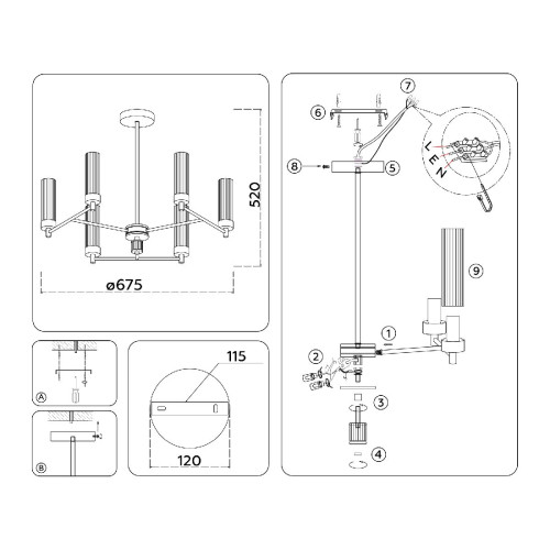 Люстра на штанге Ambrella Light High Light Modern LH55151
