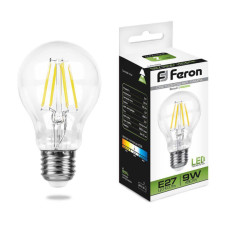 Лампа светодиодная филаментная Feron E27 9W 4000K Шар Прозрачная LB-63 25632