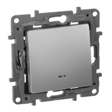 Переключатель одноклавишный Legrand Etika с подсветкой 10A 250V алюминий 672415