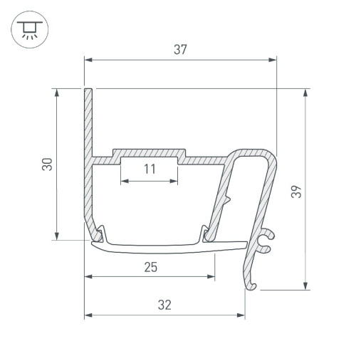 Профиль Arlight STRETCH-S-30-WALL-SIDE-2000 (STEP) 040702