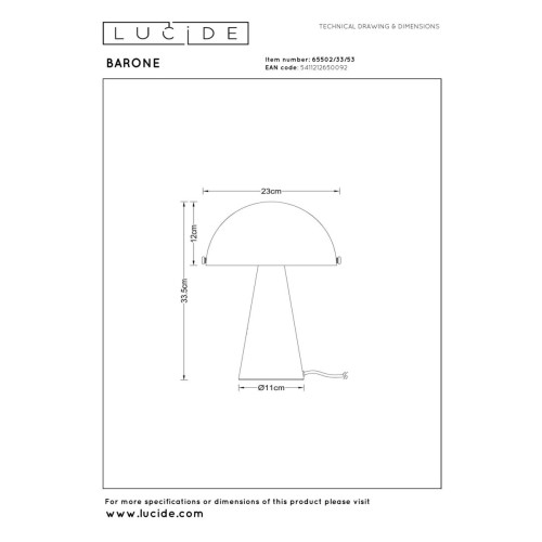 Настольная лампа Lucide Barone 65502/33/53