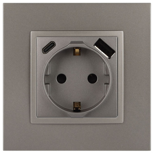 Розетка со шторками с USB type-A+C Эра Elegance 14-4108-16 Б0067695
