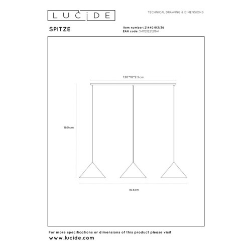 Подвесной светильник Lucide Spitze 21440/03/36