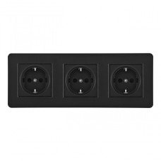 Розетка тройная (трехпостовая) с/з и шторками Arte Milano SET16-3-40-1x3 black