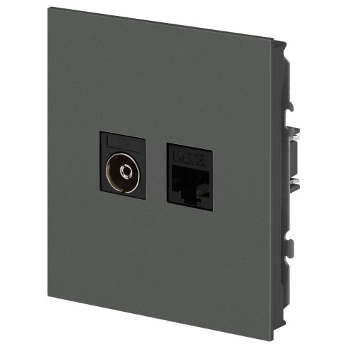 Розетка Эра Arktik 16-3110-06 комбинированная RJ45+TV графит Б0070499