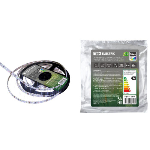 Светодиодная лента TDM Electric 12В 5050 10Вт/м RGB 5м IP20 SQ0331-0373